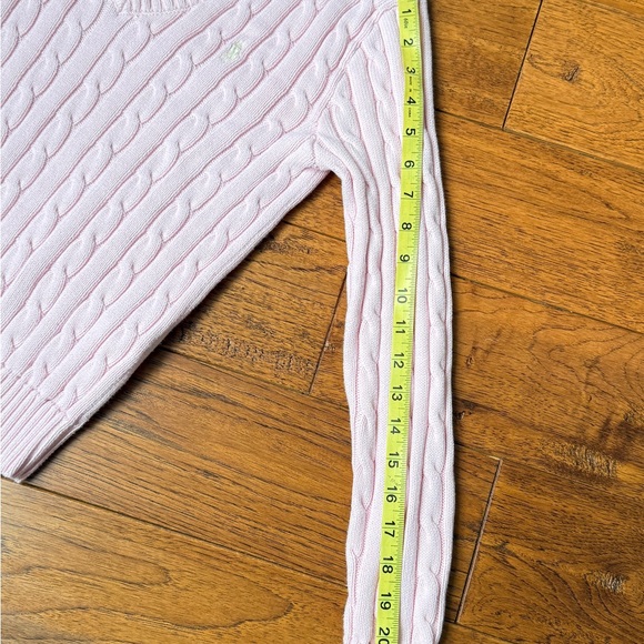 Polo Ralph Lauren Women’s Light Pink Cable Knit V-Neck Sweater – Size S - Picture 8 of 10